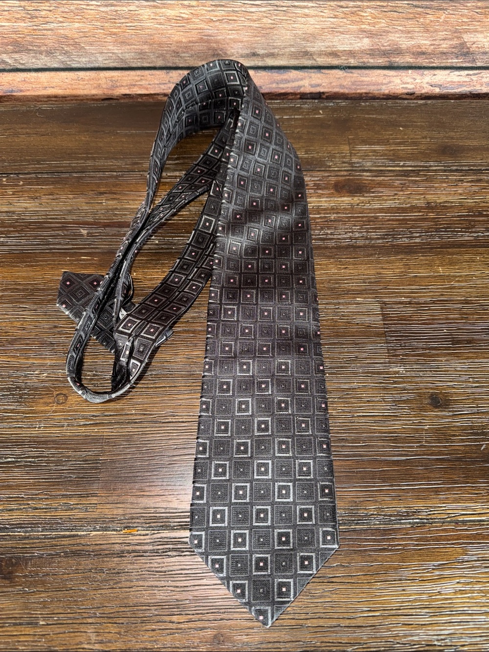 Dolce & Gabbana Black / Grey Geometric Square Silk Tie